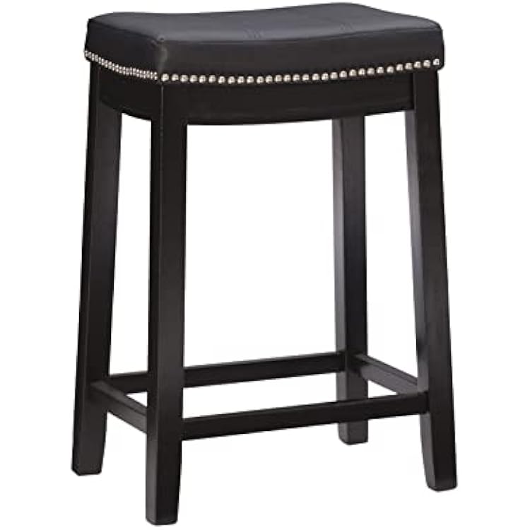 Linon Claridge Counter Stool, Black, 26 x 18 x 12.75