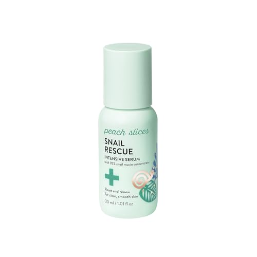 Peach Slices - Snail Rescue Intensive Serum 1.01 oz - 95% Snail Mucin Concentrate - Reset, Renew & Smooth - Birch Juice, Hyaluronic Acid & Cica - Vegan & Cruelty Free - Korean Skin Care & Beauty