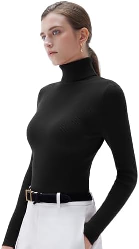 SUUKSESS Women Turtleneck Cashmere Blend Sweater Long Sleeve Shirts Fall Basic Thermal Tops Winter Clothes