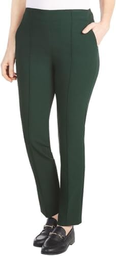 Hilary Radley Women's Ponte Pull-On Mid Rise Slim Leg Pants