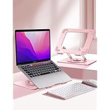 Vaydeer Adjustable Laptop Stand for Desk,Computer Stand Riser with 360 Free Rotation Base and Foldable Design Ergonomic Laptop Riser Fits for MacBook,Dell, HP and More 10-15.6 Laptops (Pink)