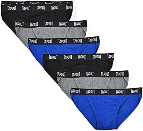 TAPOUT Mens Briefs String Bikini Underwear for Men, Comfortable Cotton, Assorted Colors, No Fly- 6 Pack(S-5X)