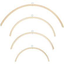 WEBEEDY 4 Sizes Mobile Hanging Frame Semicircular Wooden Mobile Hanger Frame Handmade Wind Chime Stands,Kit,Easy to Assemble Wooden Wind Bell for Home Birthday Party Decor Gift,10.2",11.8",13",14.2"