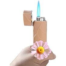 Fun and Cute Brown Lighter,Portable Cool Lighters,Refillable Butane Jet Flame Windproof Lighter, Jet Torch Lighters,Camping BBQ Kitchen(Butane Free) Candles Lighter,Refillable