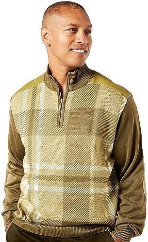 STACY ADAMS Men's Faux Leather Trimmed Dressy Sweater