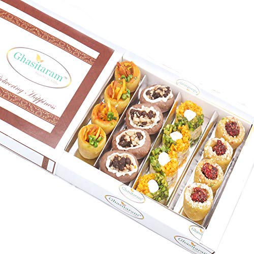 Ghasitaram Gifts Diwali Sweets Assorted Box of Anjeer Basket,Kesar Pista Delight,Choco Boat and Almond Basket 400 GMS|Gift for Diwali,Holi,Rakhi,Valentine,Christmas,Birthday,Anniversary,Her,Him|