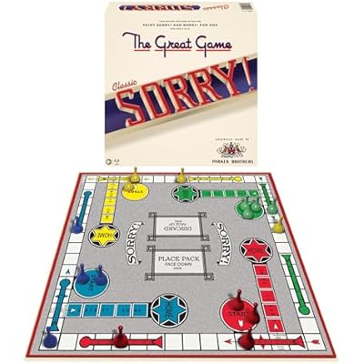 Classic Sorry with Retro Artwork and Components by Winning Moves Games USA, a Family Favorite for Almost 100 Years, for 1-4 Players, Ages 6