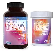 BioEmblem Probiotics for Women & Men 55 Billion CFU with Prebiotics, Postbiotics & Digestive Enzymes - 10 Enzymes