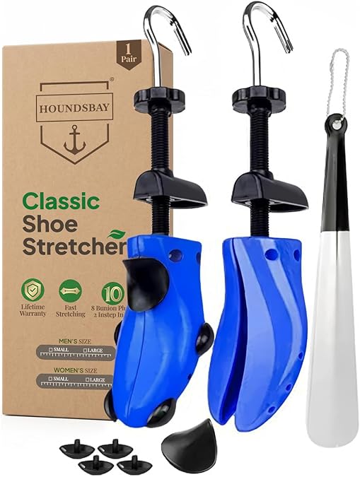 HOUNDSBAY Plastic & Wooden Shoe Stretchers - Adjustable Shoe Widener Expander for Men and Women