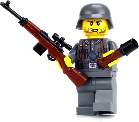 Battle Brick 1.6 Inches Tall G43 WW2 German Soldier Custom Minifigure | Genuine Military Minifig | Printed in USA | Great Gift for Teen to Adult AFOL