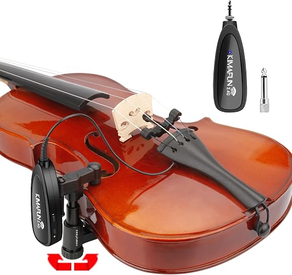 KIMAFUN Violin Microphone Wireless 2.4G Gooseneck Pick Up Instrument Clip-on Mic Receiver and Transmitter System for Violin, KM-CX220-2