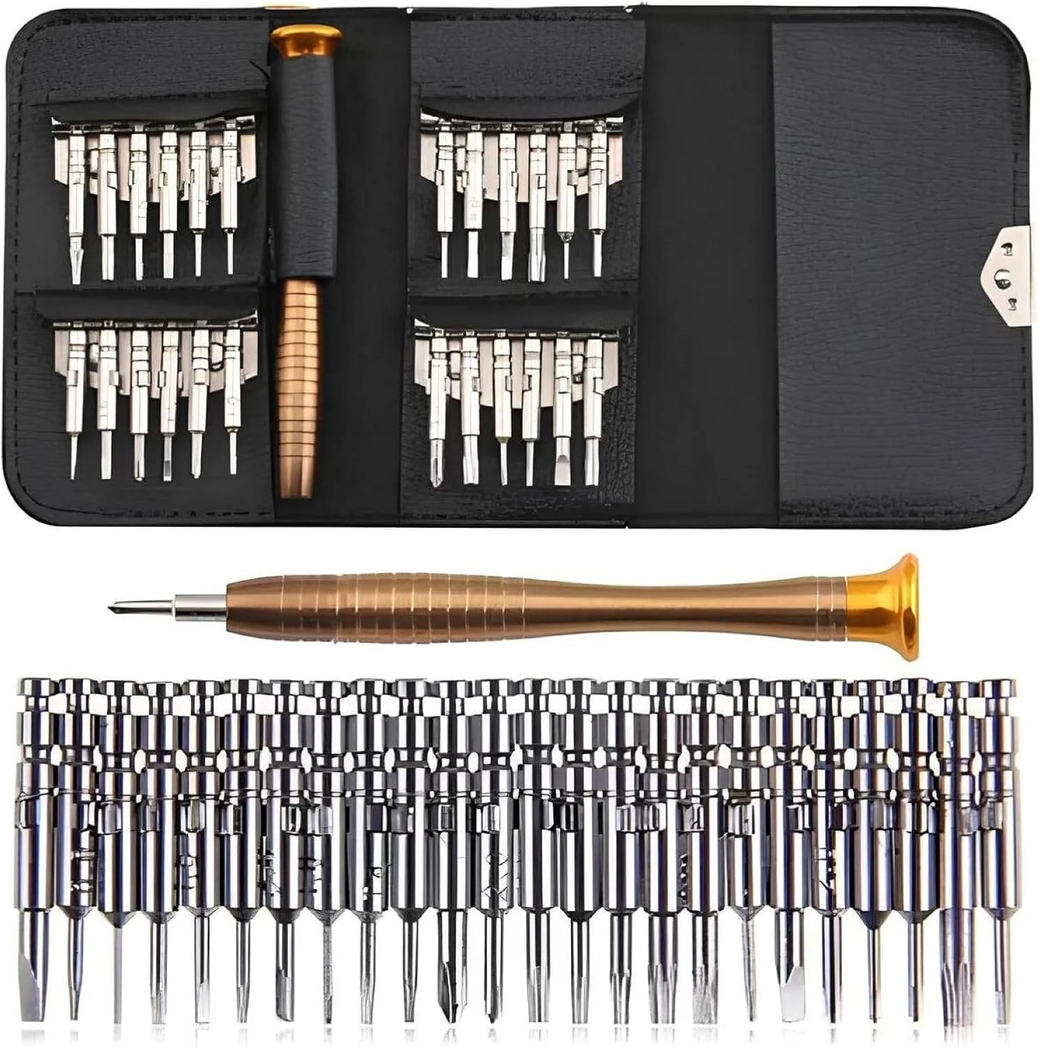 Busstier 25 Piece Screwdriver Repair Kit with Leather Wallet Case, Computer, Phone and Clock Repair Kit