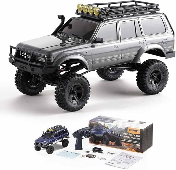 Fms FCX18S 1/18 Land Cruiser LC80 S RC Rock Crawler Scale Katana Toyota RC Car 2.4Ghz 4WD Off-Road Waterproof RC Trucks Vehicle RTR All Terrains Hobby Grade Climbing Car for Boys Adults