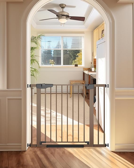 Cumbor 46" Auto Close Baby Gate & Cumbor 40.6" Dog Gate, Durable Child Gate for Stairs, Doorways, Easy Walk Thru Dog Gate for House for Doorways