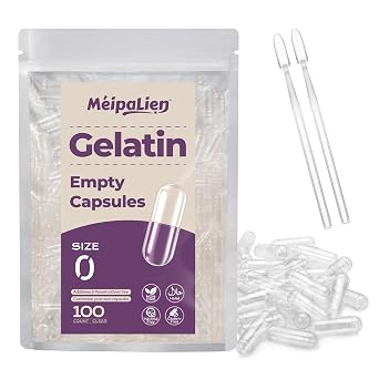 Empty Gelatin Capsules Size 0-100 Count Bovine Bone Gel Capsules Empty | Quick Dissolve | All Size | for Powder & Liquid DIY Filling