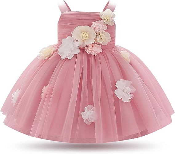 FYMNSI Toddler Girls Flower Birthday Dress Baby Ruffle Tulle Tutu Dresses Princess Pageant Formal Wedding Party Prom Gown