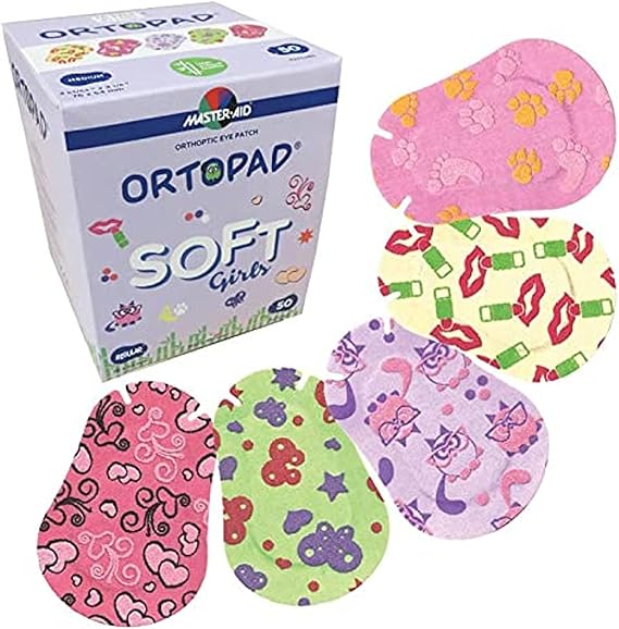 Ortopad Soft Bamboo Girls Eye Patches, 50/Box (Regular Size, 4+ yrs) Textured Accents