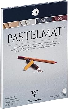 Clairefontaine - Ref 96110C - Pastelmat Pastel Card Pad No.4 12 Sheets - 360gsm Card - 18 x 24cm - Assorted Colours - Specially Formulated for Use with Pastels