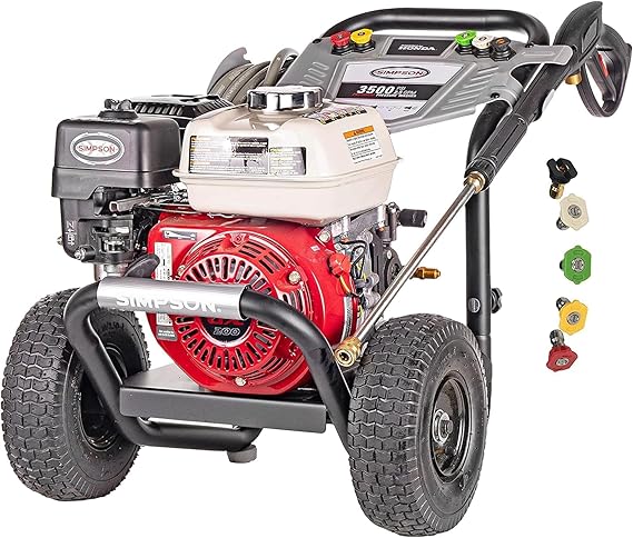 Simpson 3500 PSI Gas Pressure Washer, 2.5 GPM Commercial Power Washer, Honda Engine, Cold Water, 25' Hose, PowerShot, 49-State Compliant (PS3228)