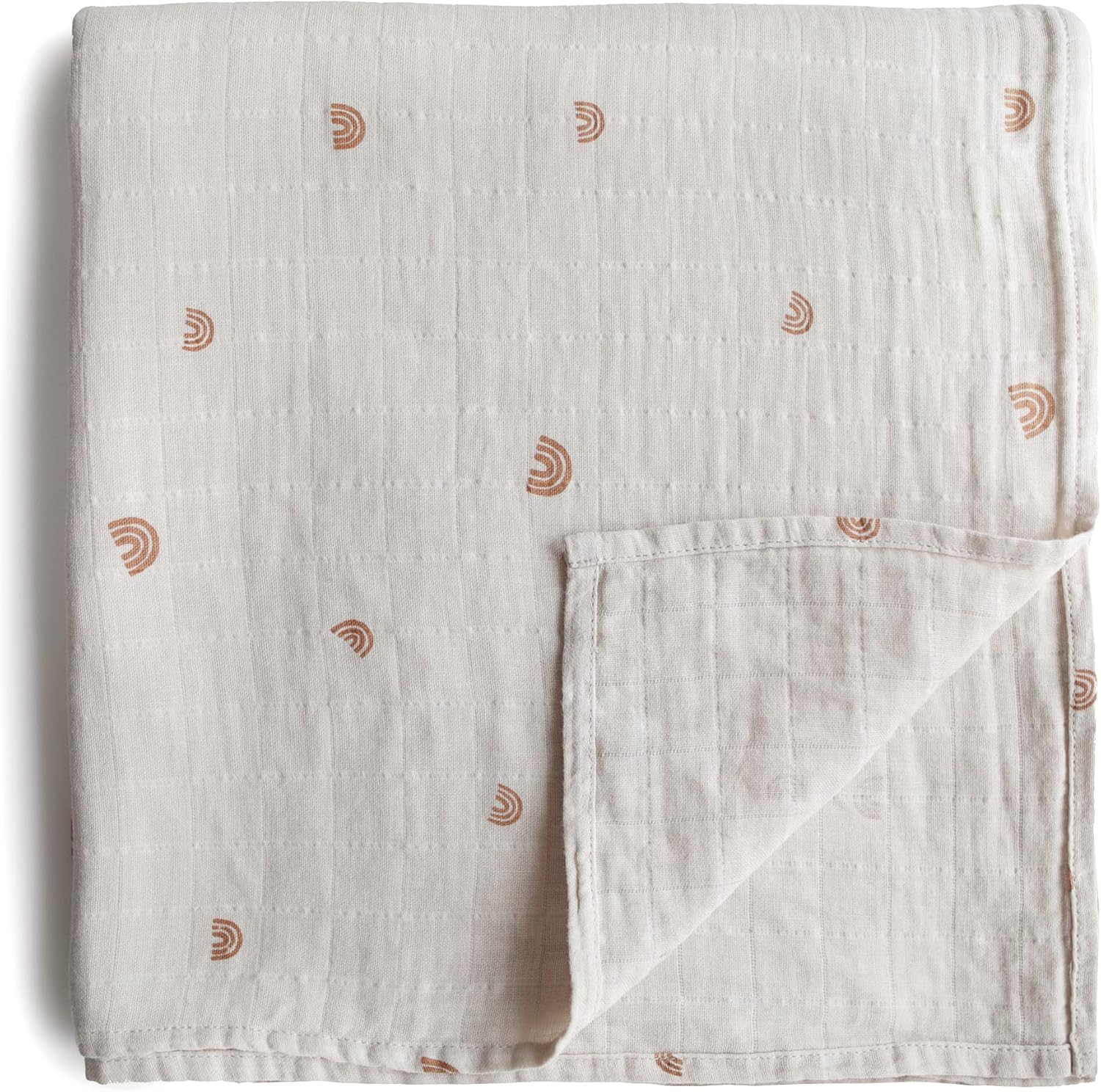 mushie Muslin Baby Swaddle Blanket | 100% Organic Cotton (Rainbows)